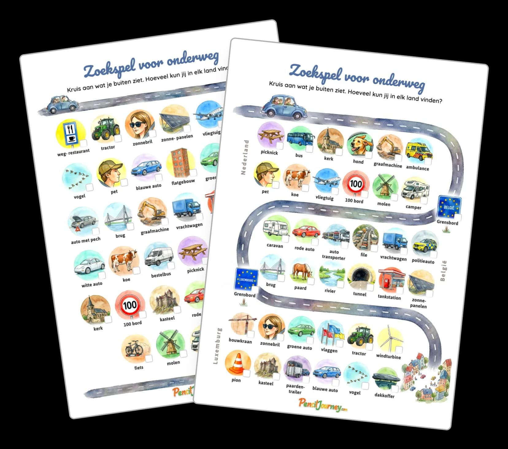 Voorbeeld van een autobingo kaart